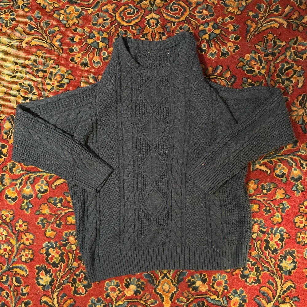 Men's Navy Cable Knit Sweater